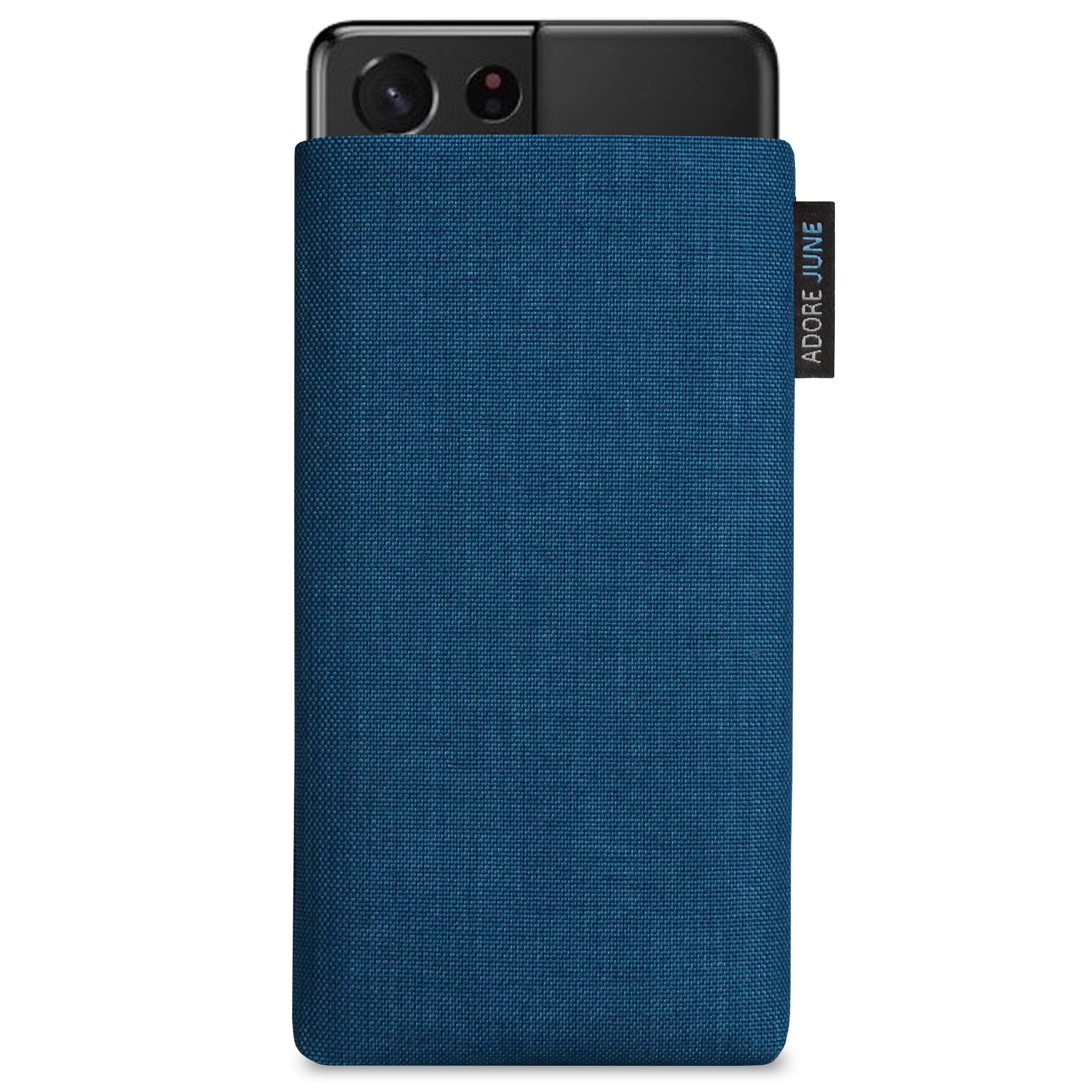 Adore June Classic Ocean Blue Case Compatible with Galaxy S21 Ultra Mobile Phone Case Made of Durable Cordura Fabric with Screen Cleaning Effect, Made in Europe