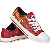 FOCO Womens NFL Team Logo Ladies Fashion Color Glitter Low Top Canvas Sneakers Shoes