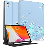 Uppuppy for iPad 10th Generation Case 10.9 Inch, for iPad 11th(A16) 2025 Girls Cute Women Folio Cover with Pencil Holder Blue Butterfly Aesthetic Design Girly Teens Unique Tablet Cases for Apple 10/11