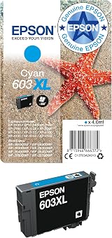 Epson 603XL Cyan High Yield Genuine Ink Cartridge 603XL