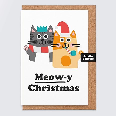 Cartolina Di Natale Buone Vacanze Biglietto Di Auguri Divertente Regalo Di Natale Fidanzato Fidanzata Marito Moglie Sorella Fratello Buon Natale Gatta Gatto Amazon It Cancelleria E Prodotti Per Ufficio