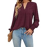 Blooming Jelly Womens Business Casual Tops Long Sleeve V Neck Dressy Office Work Fall Shirt Chiffon Blouse