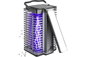 EVOLPOL Solar Bug Zapper Outdoor Indoor Mosquito Zapper with Reading Lamp, Cordless & Rechargeable Electric Insect Fly Zapper with 4200V High Powered UV Light, 2 in 1 Mosquito Killer for Home Backyard Patio