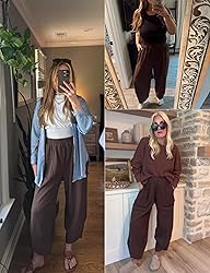 Xiaoxuemeng Womens Baggy Wide Leg Pants Casual