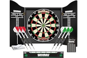 WINMAU Diamond Plus Dart Board Range - Diamond Plus Dartboard, Surround Sets and Cabinet Sets with Darts and Accessories