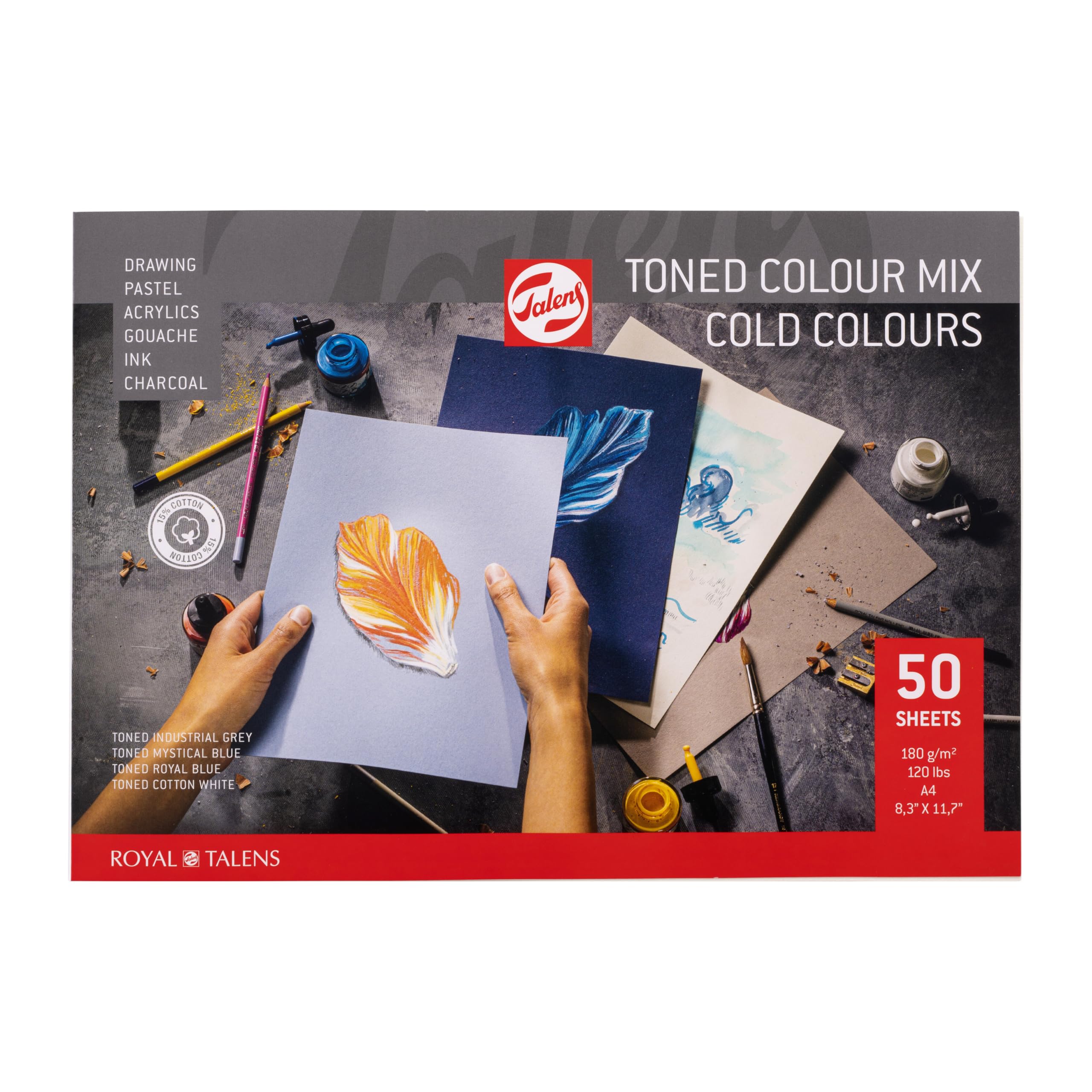 Talens Toned Mix Paper Pad Cold Colours - Sizes Listed A4