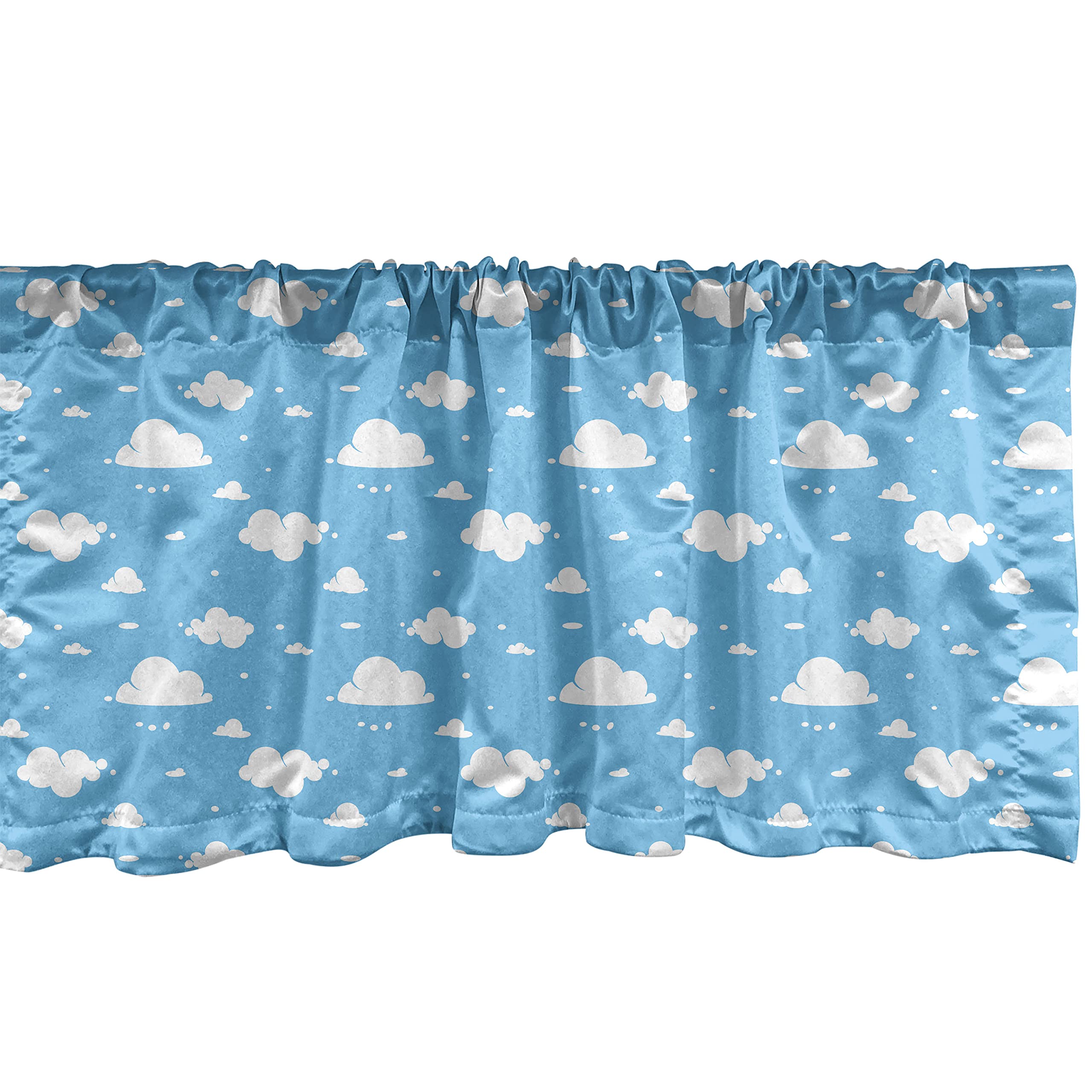 Ambesonne Sky Blue Window Valance, Fluffy Clouds