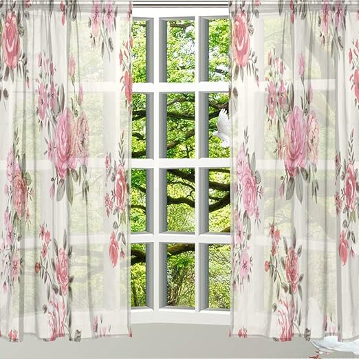 Amazon Com Alaza Window Sheer Curtain Panels Christmas Decoration