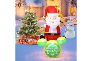 HZGDEJTG 6ft Christmas Inflatable Outdoor Decorations, Old Man Playing Drums Inflatable Patio Decorations with LED Lights for Indoor Outdoor Patio Garden Christmas Decorations