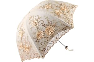 Honeystore Vintage Lace UV Sun Parasol Folding 3D Flower Embroidery Umbrella