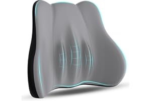 kasney Lumbar Support Pillow, Memory Foam Lumbar Pillow for Lower Back Pain Relief, Back Support Pillow for Office Chair, Car Seat - Gray