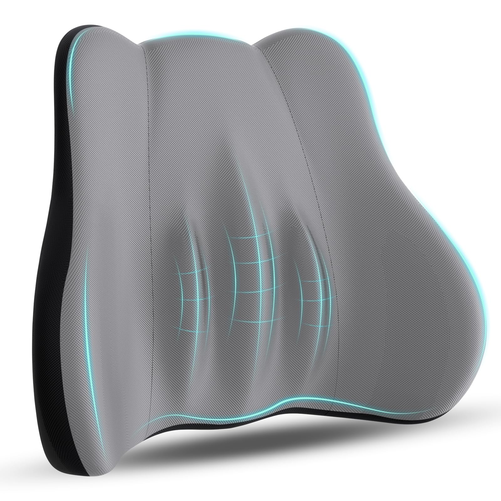 Photo 1 of kasney Lumbar Support Pillow, Memory Foam Lumbar Pillow for Lower Back Pain Relief, Back Support Pillow for Office Chair, Car Seat -Gray