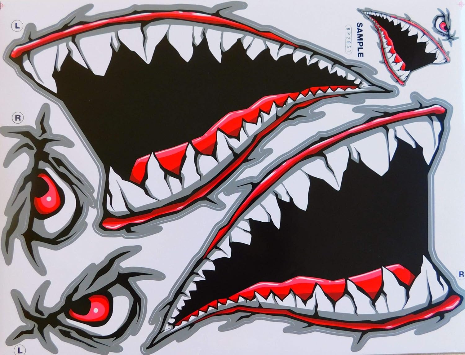 by soljo Shark Mouth Throat Teeth Eyes ATV Motocross Supercross Decal Sticker Tuning Racing Sheet Size: 35 x 27 cm / 10 x 14 inch for Car Motorbike Skateboard Bicycle