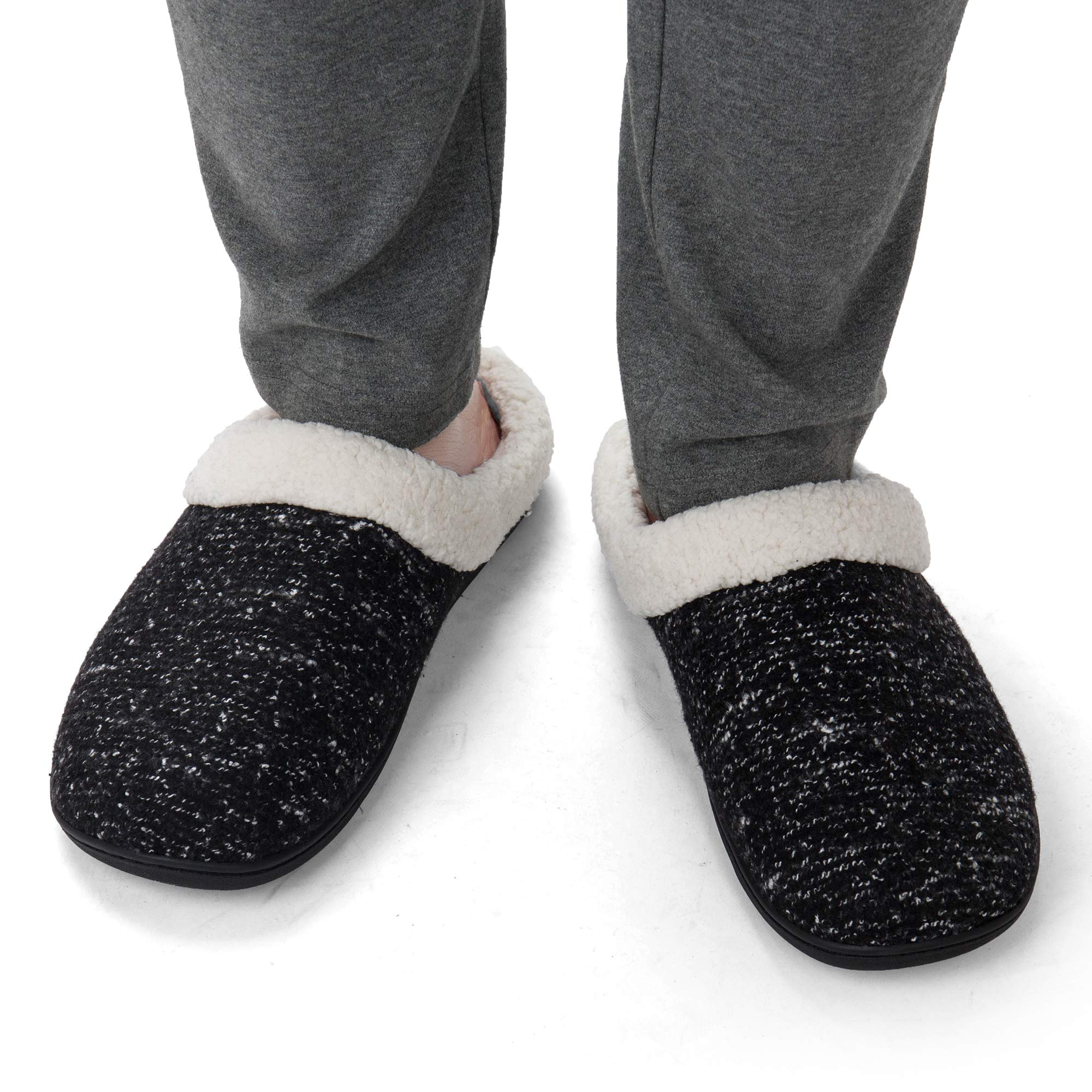 EAST LANDER Men’s Memory Foam House Slippers Washable Anti-Slip Slippers Indoor Shoes ELMT001-M1-L