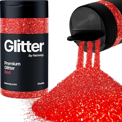 Hemway Red Glitter Shaker 130g Chunky Glitter for Resin Epoxy Crafts