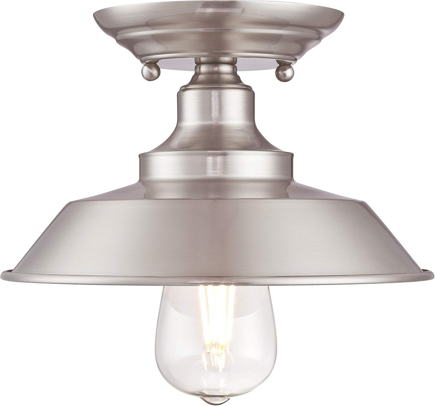 Westinghouse Lighting 63700 Iron Hill 22 cm, One-Light Indoor Semi-Flush Mount Ceiling Fixture, Brushed Nickel Finish - Image 4