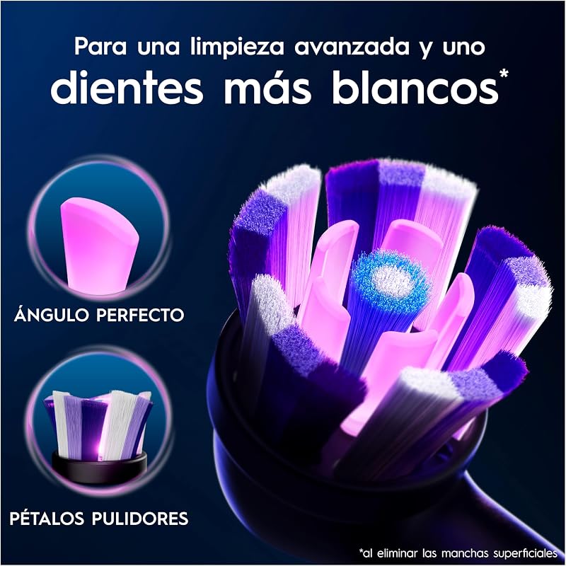 Oral-B Series iO Radiant White Original Replacement Heads, Pack de 4 Recargas Pretas para Escovas de Dentes Elétricas Oral-B iO, Branqueamento de Dentes, Remoção de Manchas
