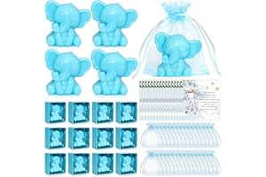 50 Set Baby Shower Favors for Guests, Mini Handmade Scented Soap, Cute Elephant Soap Bars, Thank You Return Gifts or Prizes w