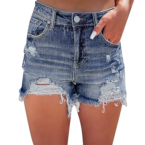 Lainuyoah Ripped Jeans Shorts Womens High Waisted Distressed