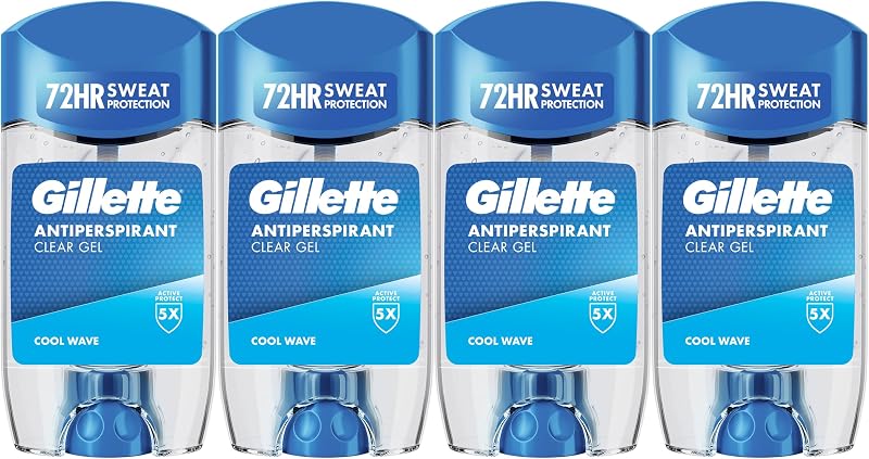 Clear Gel Antitranspirante Y Desodorante Cool Wave Para Hombre, 4x70 ml