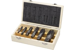 Drill America DWTPT1/8-1SET 6 Piece Carbon Steel NPT Pipe Tap Set, 1/8", 1/4", 3/8", 1/2", 3/4" and 1" in Wooden Case, Uncoat