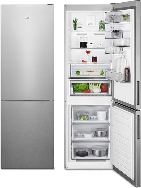 Aeg Rcb632e4mm Freistehende Kuhl Gefrierkombination 1860 Mm Energieklasse E Gefrierteil Unten 324 L Customflex Flexibles Turablagesystem Nofrost Farbe Edelstahl Turen Seiten Grau Amazon De Elektro Grossgerate