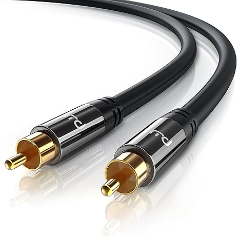 Primewire - 10m RCA Audio Subwooferkabel | 1x Cinch RCA Stecker zu 1x Cinch RCA Stecker Audiokabel | Metall-Stecker vergoldet