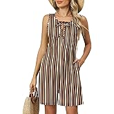 IECCP Womens Rompers 2026 Summer Trendy Pleated Jumpsuit Casual Loose Sleeveless Shorts Overall with Pockets