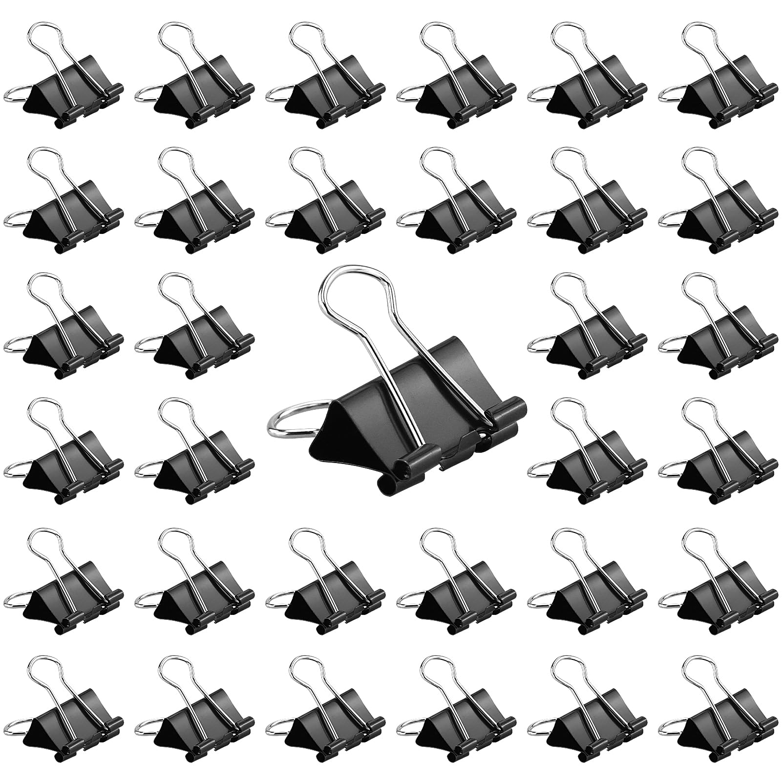HXMJIED 48pcs Black Metal Binder Clips, 25mm, Foldback Clips for School, Office, Home