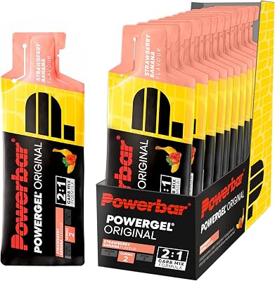 - PowerGel Original - Strawberry Banana- 12x41g - Gel energetico ad alto contenuto di carboidrati - Sodio - Senza caffeina