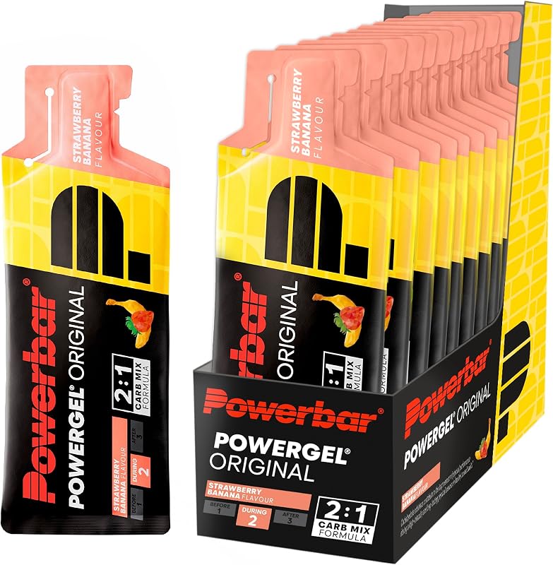 - PowerGel Original - Strawberry Banana- 12x41g - Gel energetico ad alto contenuto di carboidrati - Sodio - Senza caffeina