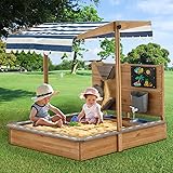 Kids Large Wooden SandBoxes with Roof, Pipleo