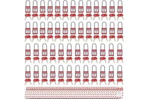 ALAMANDA Lockout Tagout Locks Loto Tags Lockout Locks Keyed Different Loto Safety Padlocks Lock Out Tag Out Kit for Lockout Station (50locks/50tags, Red)