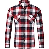 DOKKIA Flannel Shirt for Men Buffalo Plaid Long Sleeve Button Down Casual Jacket