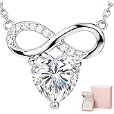 SOULVAYA Valentines Day Moissanite Pendant Necklace for Women – 925 Sterling Silver Necklace for Women Heart Infinity Pendant, Dainty Silver Jewelry Gift Box for Mom Wife Girlfriend – Birthday Anniversary