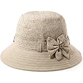 Glamorstar Cloche Hats for Women Vintage Bowler Hat Floral Fedora Bucket Hats