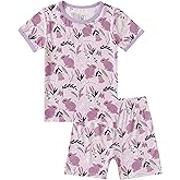 JunNeng Bamboo Viscose Pajamas for Toddler Girls, 2-Piece Snug fit Pjs Short Sleeve Summer Sleepwear 12M-5Y