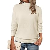 MEROKEETY Women's Turtleneck Long Sleeve Sweater 2025 Fall Cozy Knit Loose Casual Trendy Pullover Tops Winter Clothes