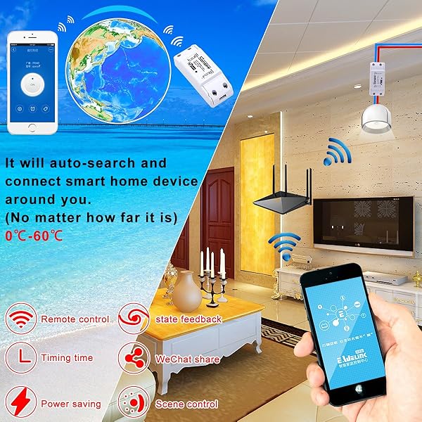 Sonoff Basic Inteligente Interruptor Inalambrico de Control Remoto WIFI Conmutador Smart Switch para Alexa Amazon Echo Echo Dot y Amazon Tap IP66 Estuche Estanco