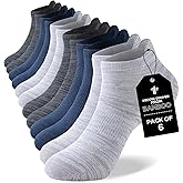 Niorasen Ankle Socks for Men, 6 Pairs Bamboo Rayon Breathable Sports Low Cut Thin, Multicolor Size 6-8 9-11 12-14