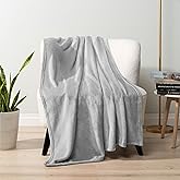 PAVILIA Light Grey Fleece Throw Blanket for Couch, Silver Super Soft Fuzzy Flannel Throw for Sofa, Luxury Plush Microfiber Bed Blanket, Cozy Home Decorative Velvet Gift Blanket, 50x60