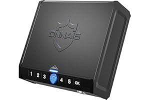 ONNAIS IRON PLUS Gun Safe - Biometric Gun Safe for Pistols, Quick-Access Handgun Safe Gun Lock Box Firearm Safety Device with Fingerprint, Keypad and Keys, Pistol Safe for Home Bedside Nightstand Car