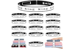 WUHER 16Pcs Bed Sheet Organizer Bands Sheets Labels for Elastic Bedding Linen Closet Storage Foldable Sheet Set Organizer Sheet Keeper Band (Queen,King,Full,Twin)