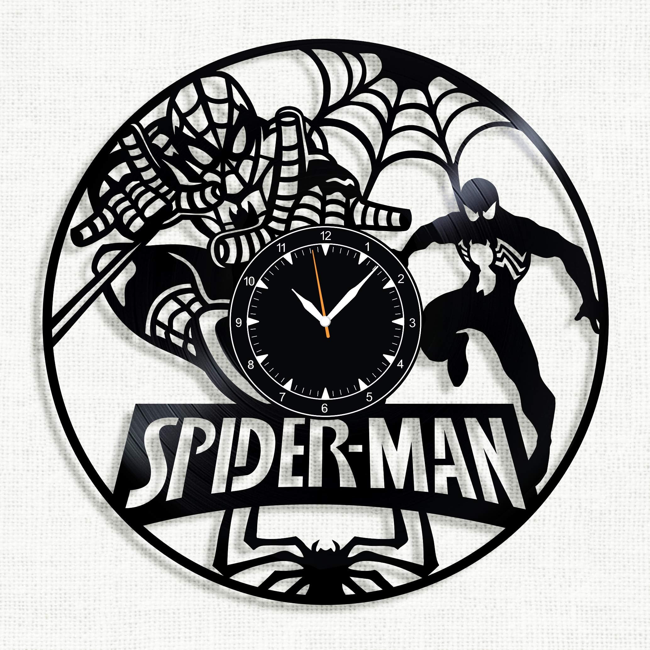 SofiClock Spiderman Vinyl Record Wall Clock 12", The Best Gift for Decor (A)