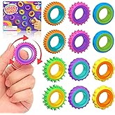 Fidget Toys Sensory Rings for Kids: 12 Pack Finger Spinner Rings, Stress Relief Sensory Toys for Kids with Autism - Fun Class