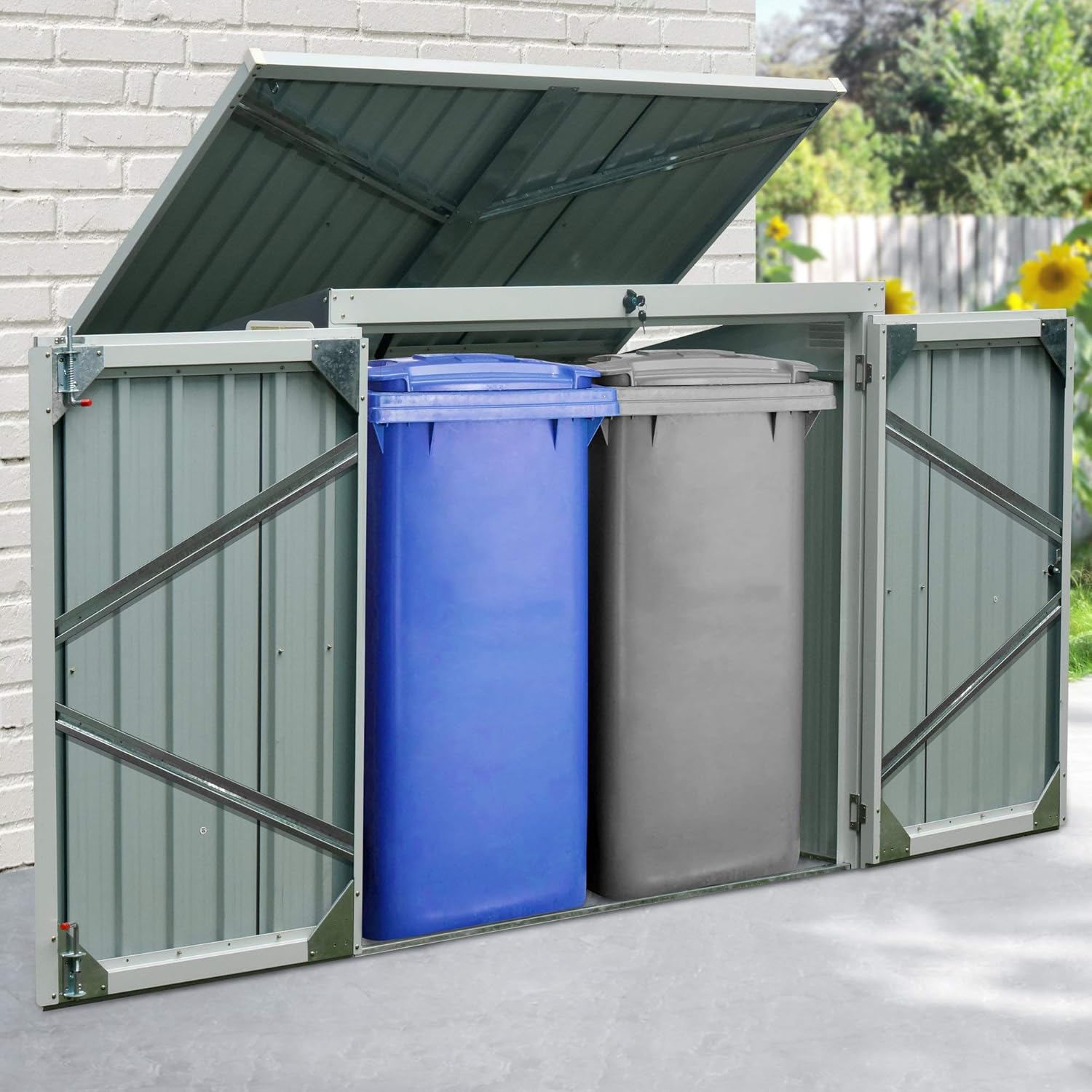 Zelsius Armoire De Jardin Dexterieur Resistante Aux Intemperies Et Impermeable Pour 2 Tonnes Anthracite 101 X 134 Cm Ameublement Et Decoration Meubles