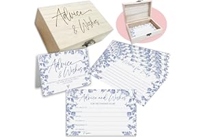 IKFRGN Baby Shower Advice Cards Set, 50 Pcs Blue Floral Advice For The Parents-To-Be, Wishes For Baby Cards, Advice And Wishes Cards For New Parents, Baby Shower Favors And Decorations-A05