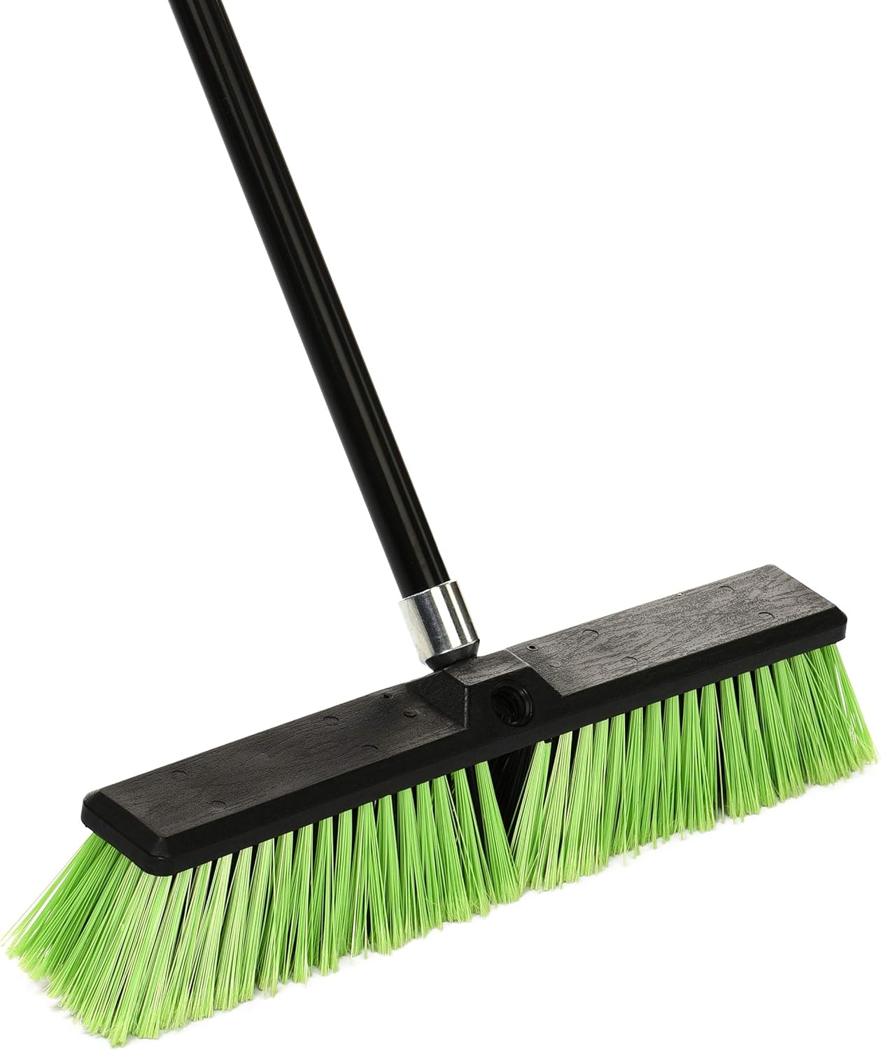 Alpine Industries Push Broom Heavy Duty Smooth Surface Broom Deck Scrubber Long Handle Commercial Floor Scrub Broom Cleans Dirt, Debris, Sand, Mud, Leaves and Water (Green, 18 in): Industrial & Scientific