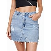 VAYEAH Womens High Waisted Stretchy Denim Mini Skirt - 2026 Trendy Y2K Casual Jean Skirts for Women with Raw Hem