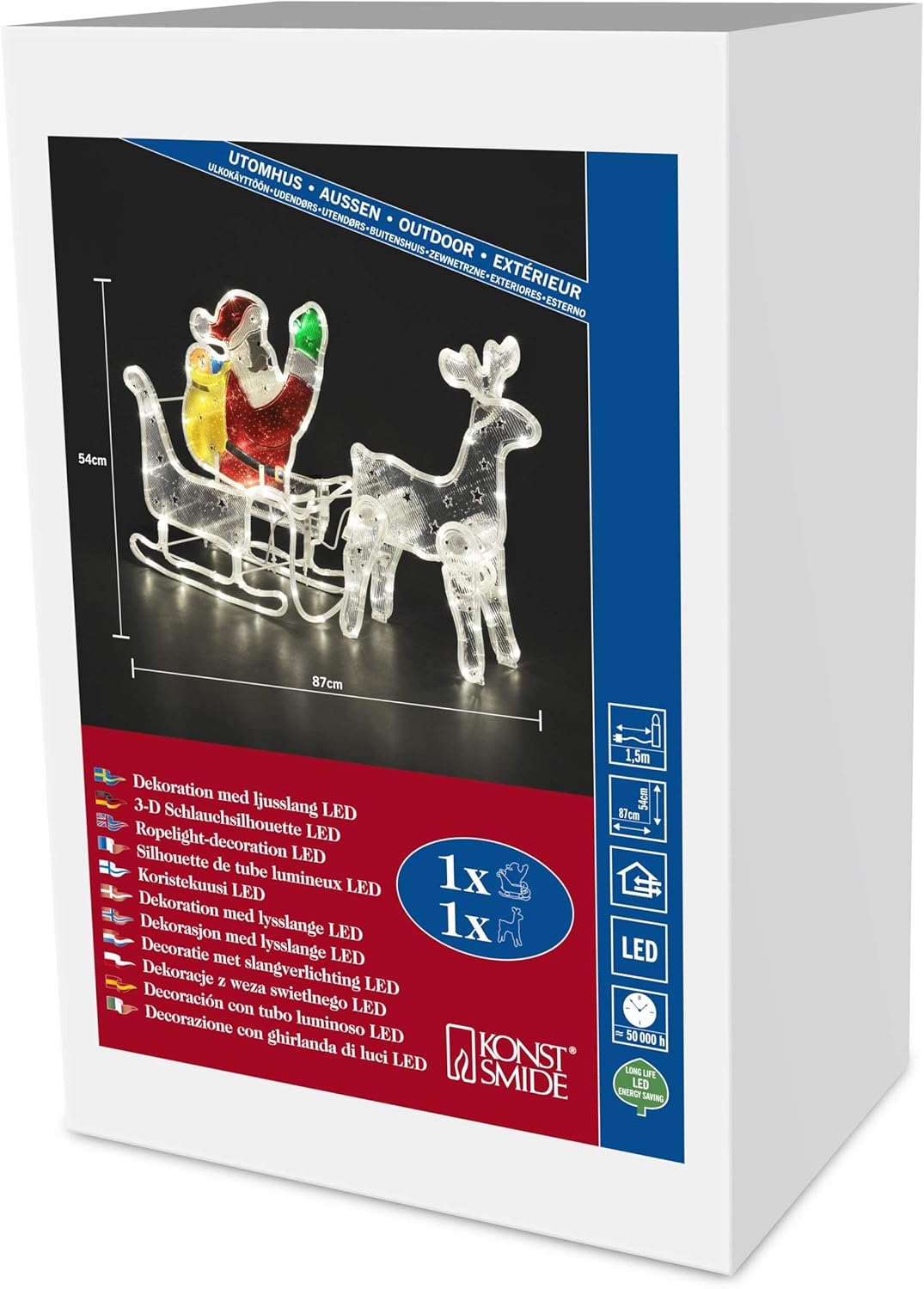 Konstsmide Outdoor Decoration LED Rope Light Santa in Sleigh and